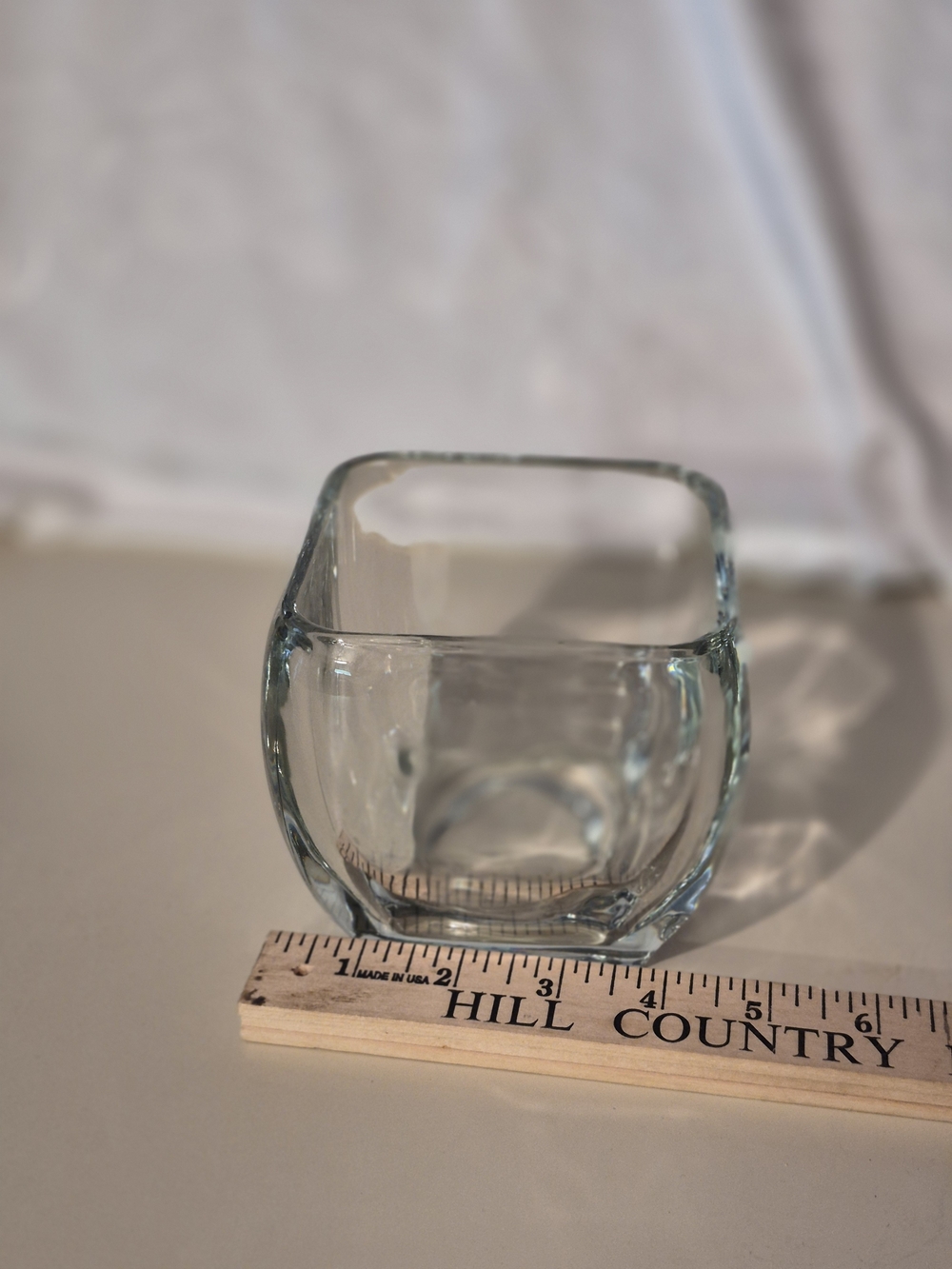 Vintage Libbey Clear Heavy Glass Square Bowl Candleholder Vase Candy Dish